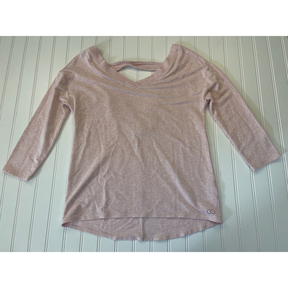 CALIA by Carrie Underwood Pink Heathered Strappy Open Back Active Top Small